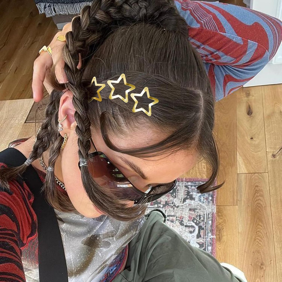 SAOROPEB Star Hair Clips 2000s Y2K Hair Accessories-15 PCS 1.57"-Gold