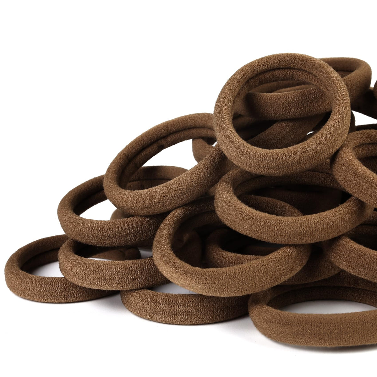 50PCS Black Hair Ties for Women, Cotton Seamless Hair Bands, Elastic Ponytail Holders, No Damage for Thick Hair, 2 Inch in Diameter, by Qarwayoc