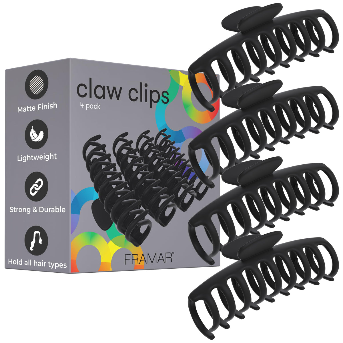 FRAMAR Extra Large Claw Clips For Thick Hair, Hair Claws Pack, Hairclips