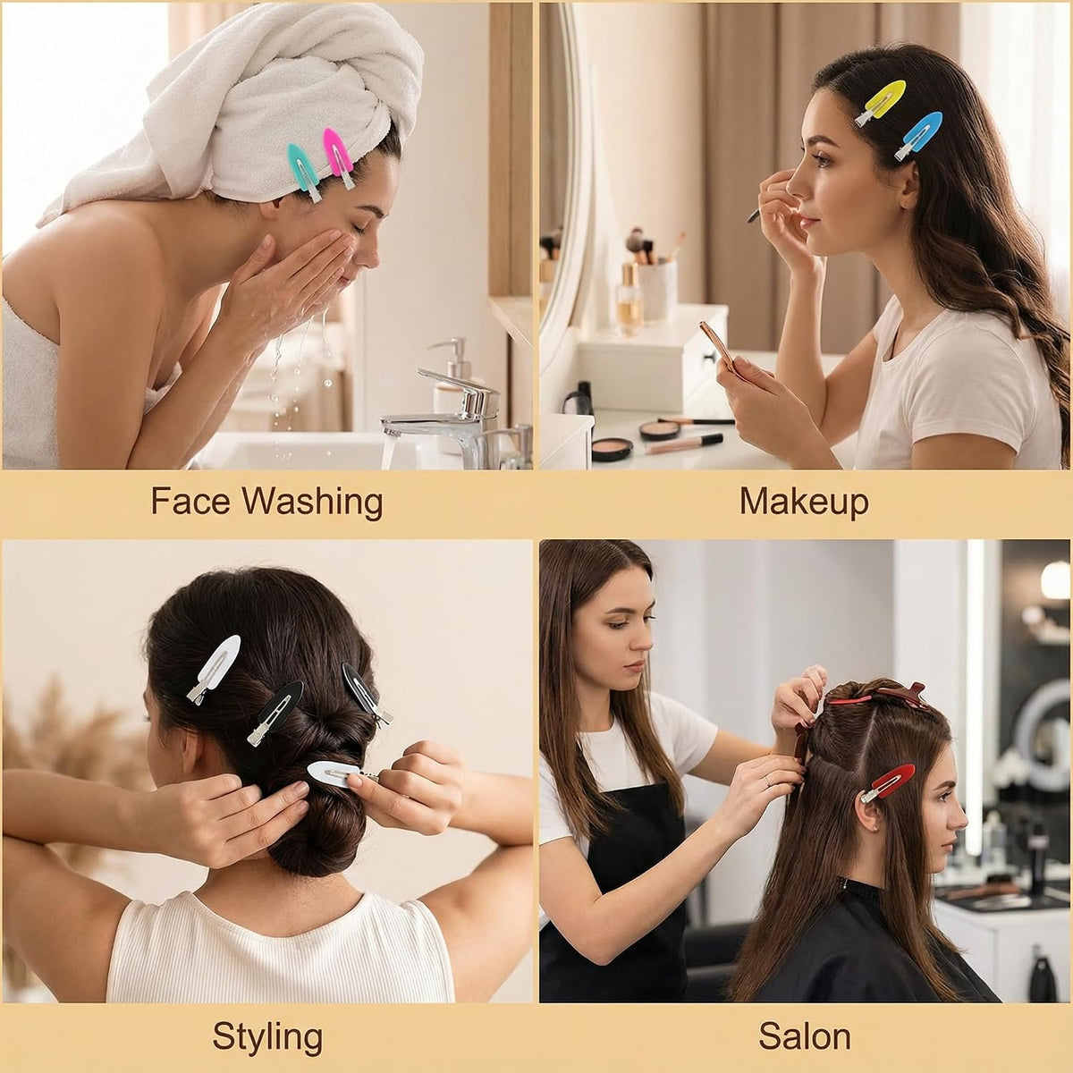 Creaseless Hair Clips for Women Styling 40Pcs Getting Ready No Crease Hair Clips for Bangs Setting No Bend Dent Makeup Clip Application Skincare Clip (Multicolor)