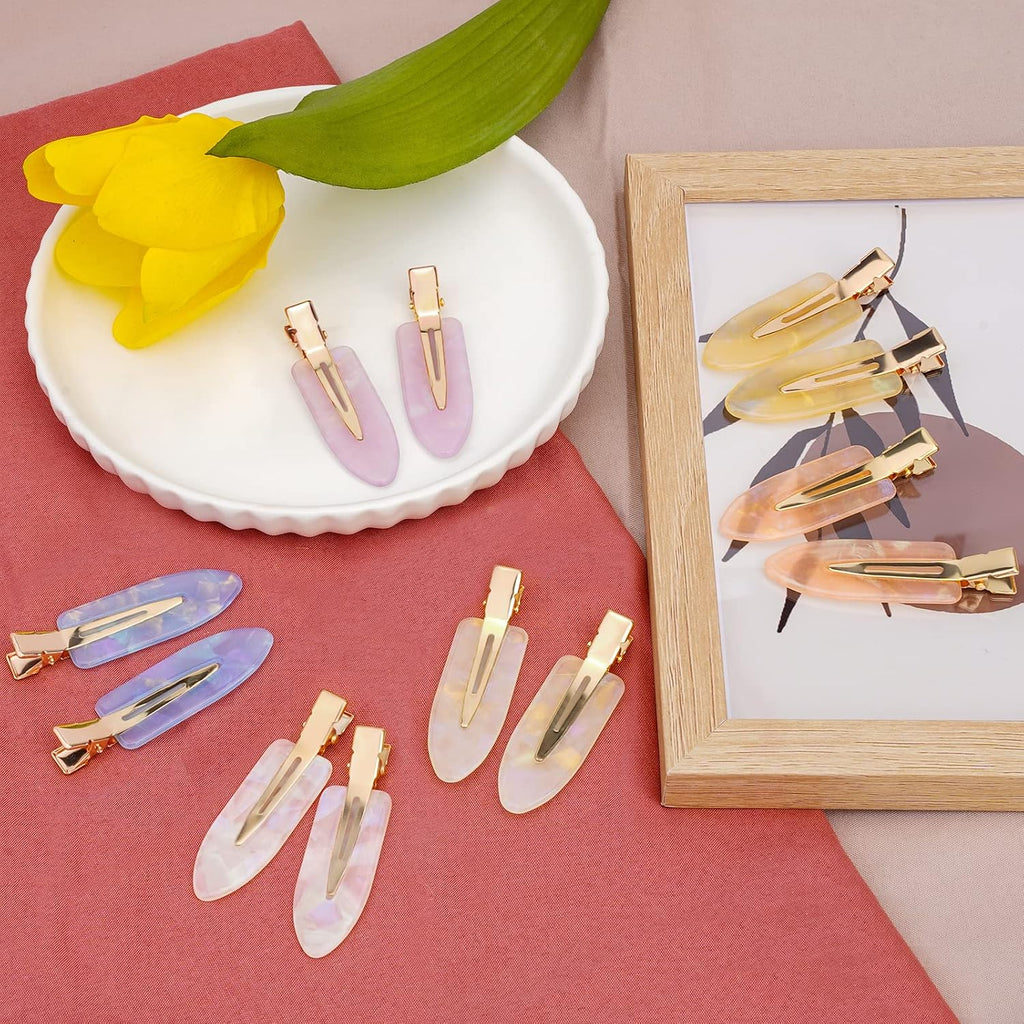 Leezmark 12 Pcs No Bend Creaseless Hair Clips for Women - Salon Styling Flat Clips for Makeup and Girls
