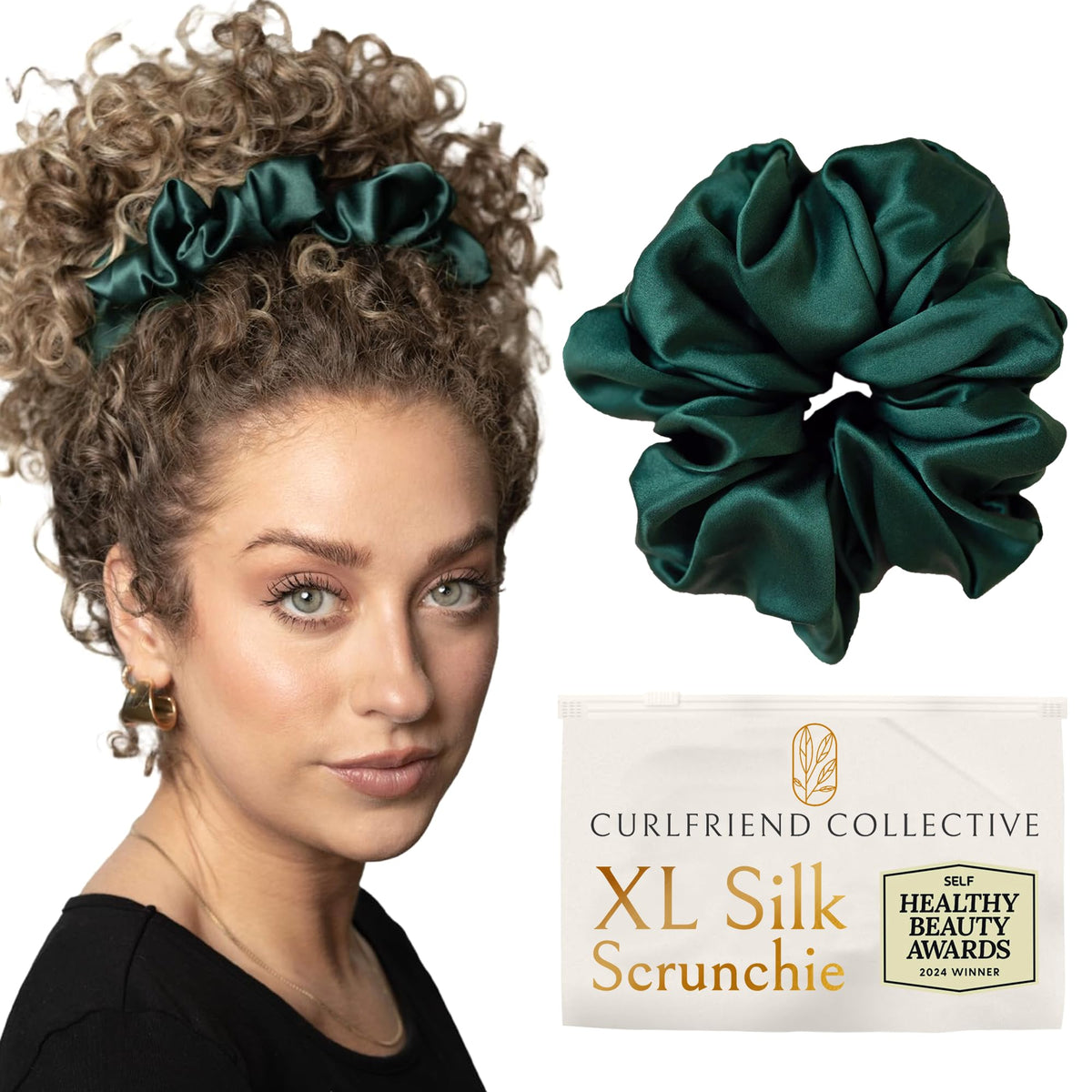 Curlfriend Oversized Mulberry Silk Scrunchies for Women, XL, Hot Pink Peony