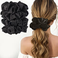 Lolalet 4Pcs Big Satin Scrunchies for Women, 5.9 Inch Large Soft Hair Ties