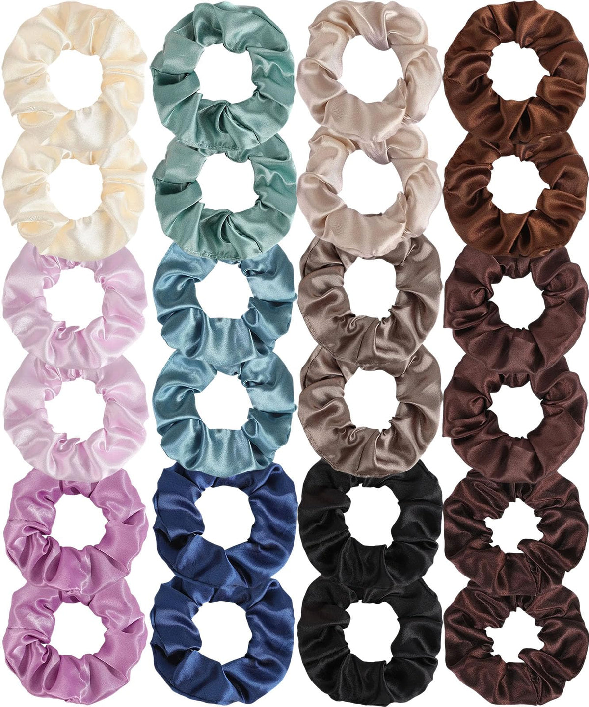 12 Pcs Satin Silk Scrunchies – Soft Hair Ties for Women & Girls, Thick Elastic Ponytail Holders, Hair Bands & Wrist Bracelets, Assorted Colors Scrunchies Hair Ties Silk Satin Scrunchy Hair Accessories