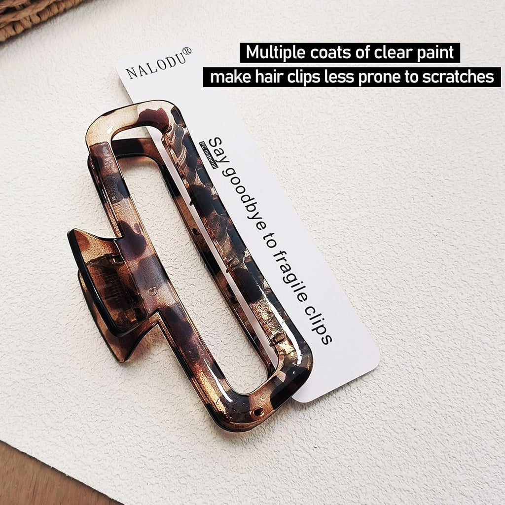 Hair Claw Clips 5 Inch Unbreakable Square Rectangle Clip Clamp Neutral Colors for Thick Curly Long Hair Women - 2 Pack