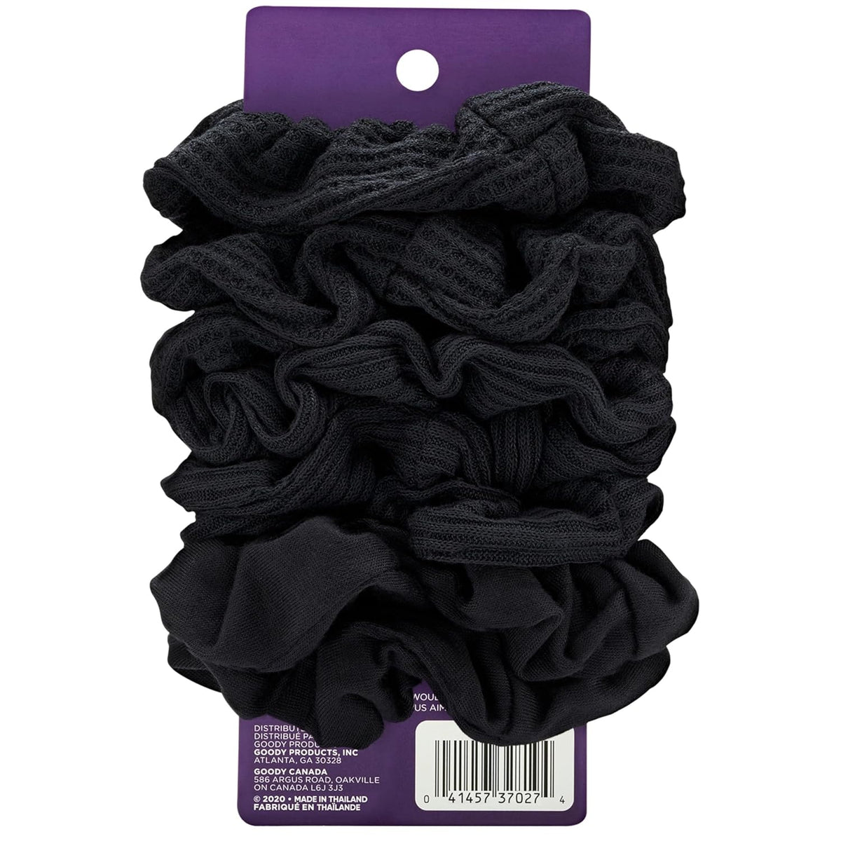 Goody Ouchless Jersey Scrunchies, 8 Ct, Black, Damage-Free, Dentless & Secure Hold Ties, Gentle Hair Accessories for Women & Men, All Day Comfort, All Hair Types