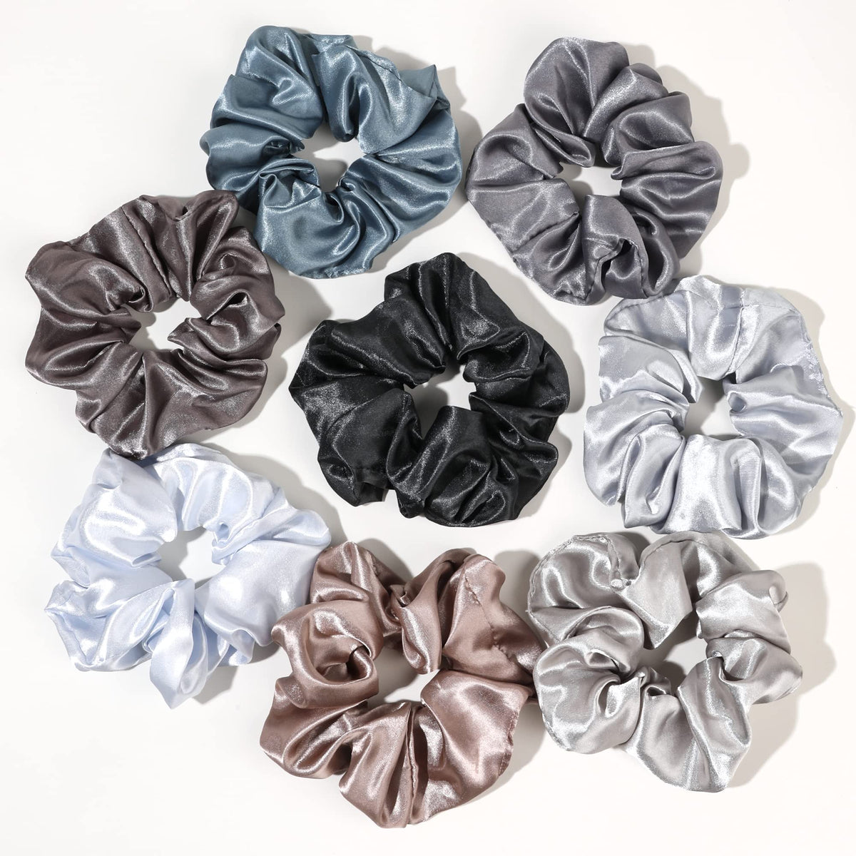 Satin Hair Scrunchies: Cute, Big Pony Tail Holders for Thick, Curly Hair - No Crease, No Damage Hair Ties for Girls and Women