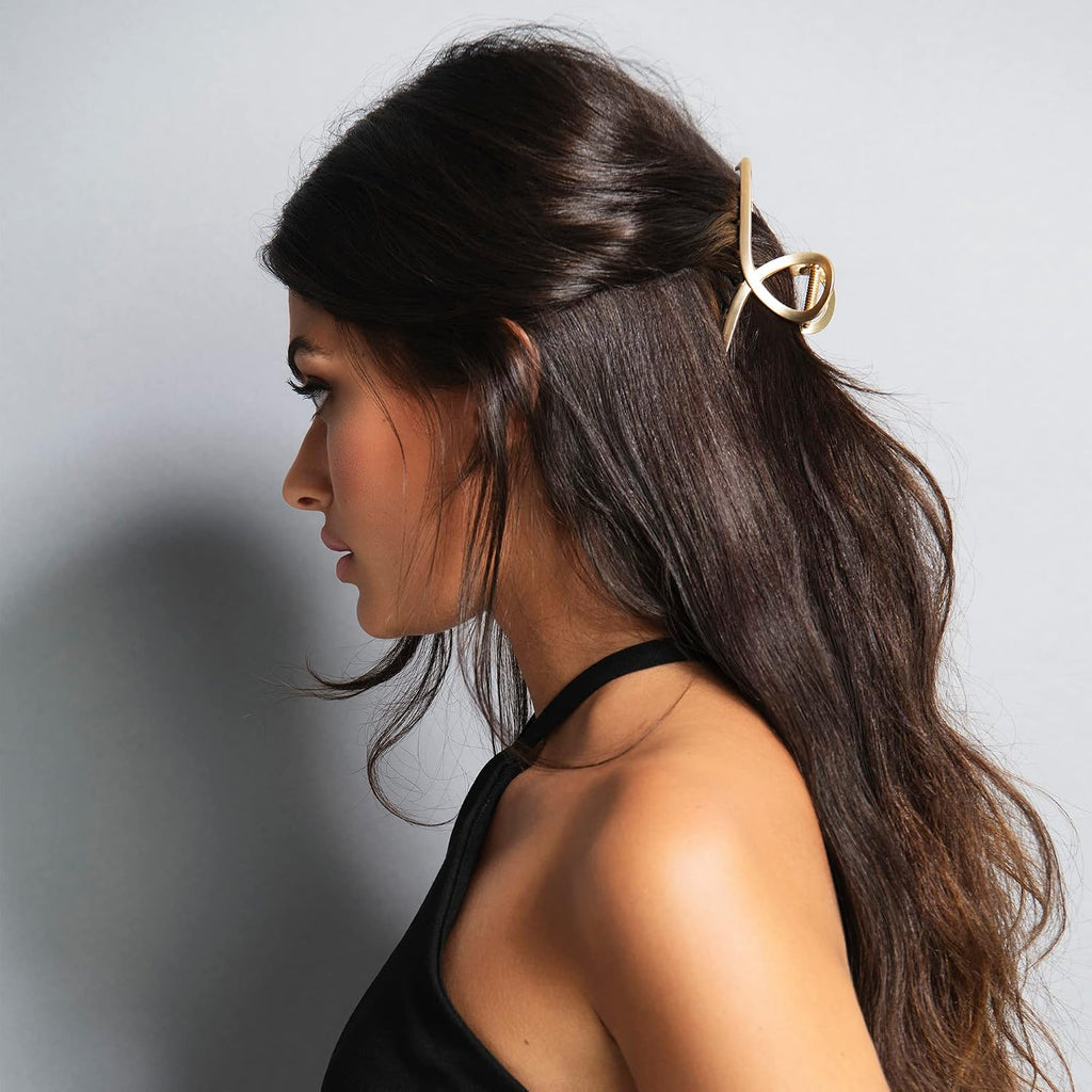 The Hair Edit French Twist Claw Clip, Metal Hair Clip for Women, Soft Gold