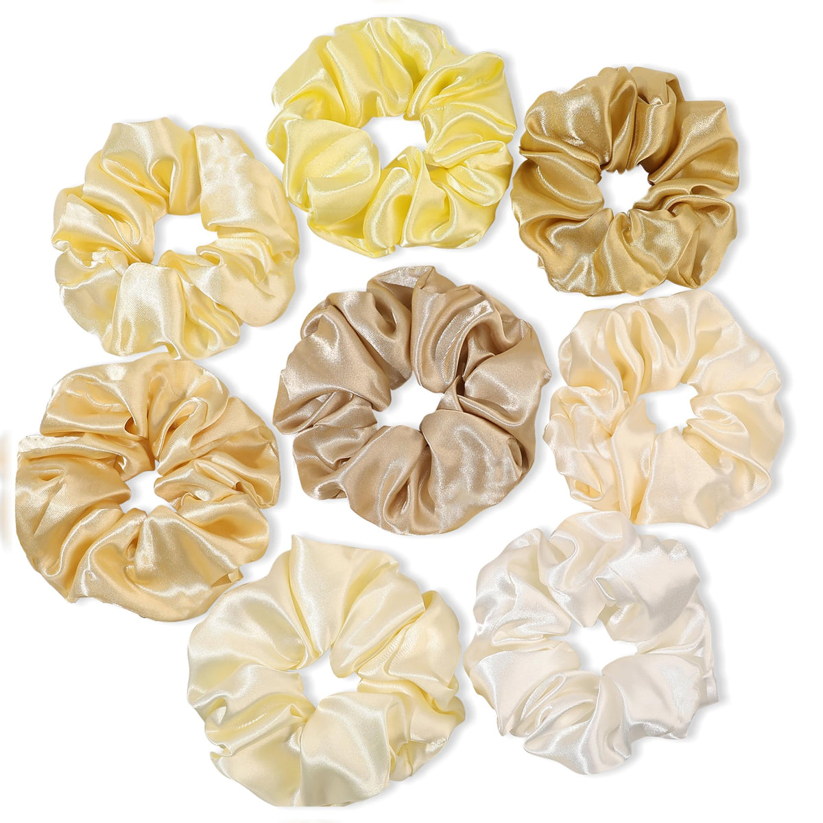 Satin Hair Scrunchies: Cute, Big Pony Tail Holders for Thick, Curly Hair - No Crease, No Damage Hair Ties for Girls and Women