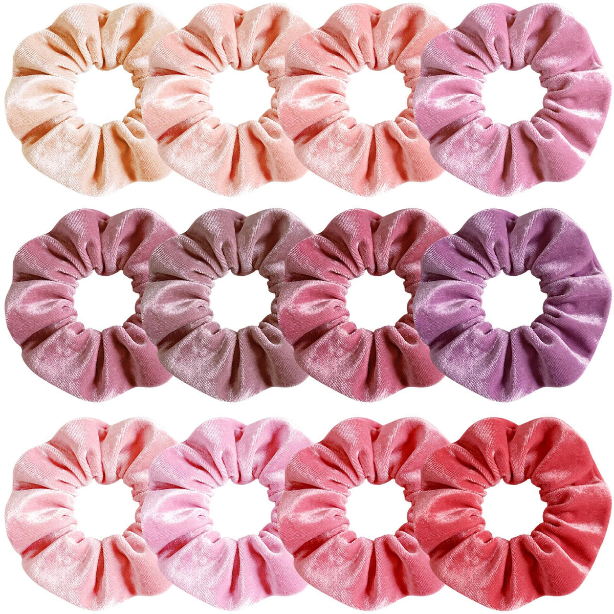Scrunchies for Women, 12 Pcs Neutral Brown Tones Velvet Scrunchies - Classic Thick Elastic Hair Ties for a Soft Ponytail
