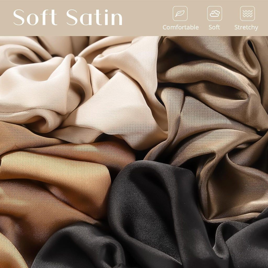 Lolalet 4Pcs Big Satin Scrunchies for Women, 5.9 Inch Large Soft Hair Ties