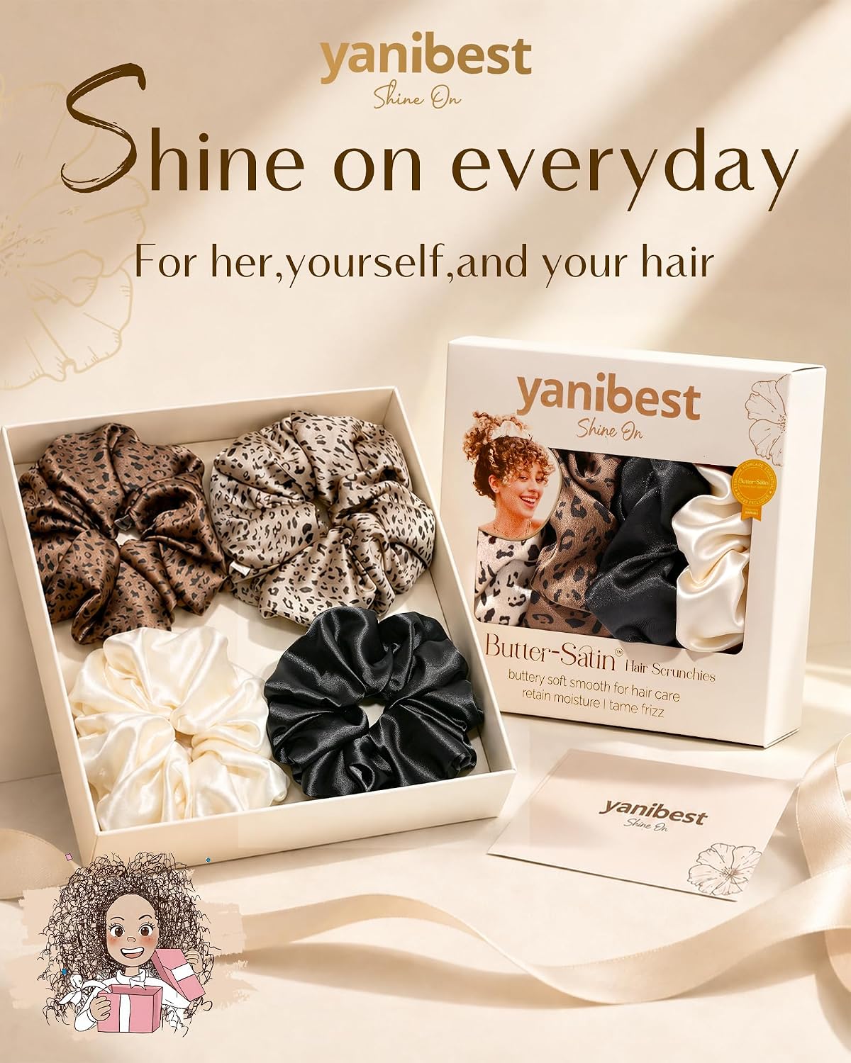 YANIBEST 4 Pcs Oversized Satin Scrunchies, Jumbo Hair Ties for Women