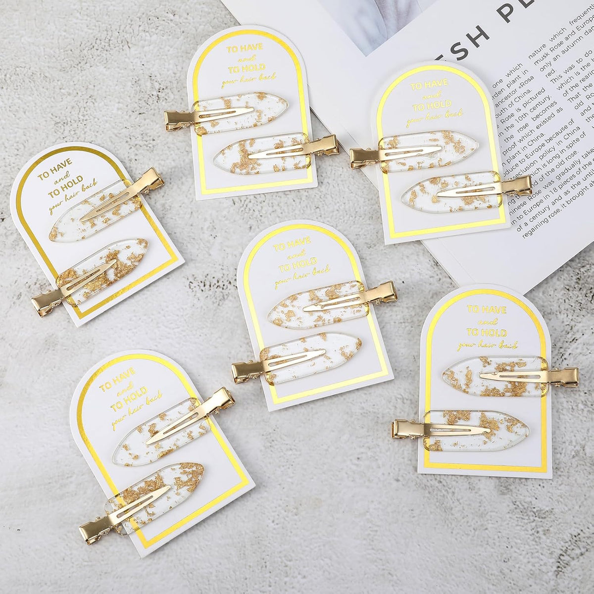 20 Pcs No Crease Hair Clips, Gold, Modern, Glitter, Formal
