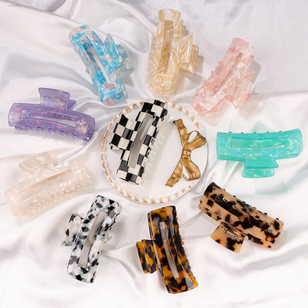 Magicsky 10 Pcs Large Resin Hair Claw Clips For Women Thick Thin Hair Updos