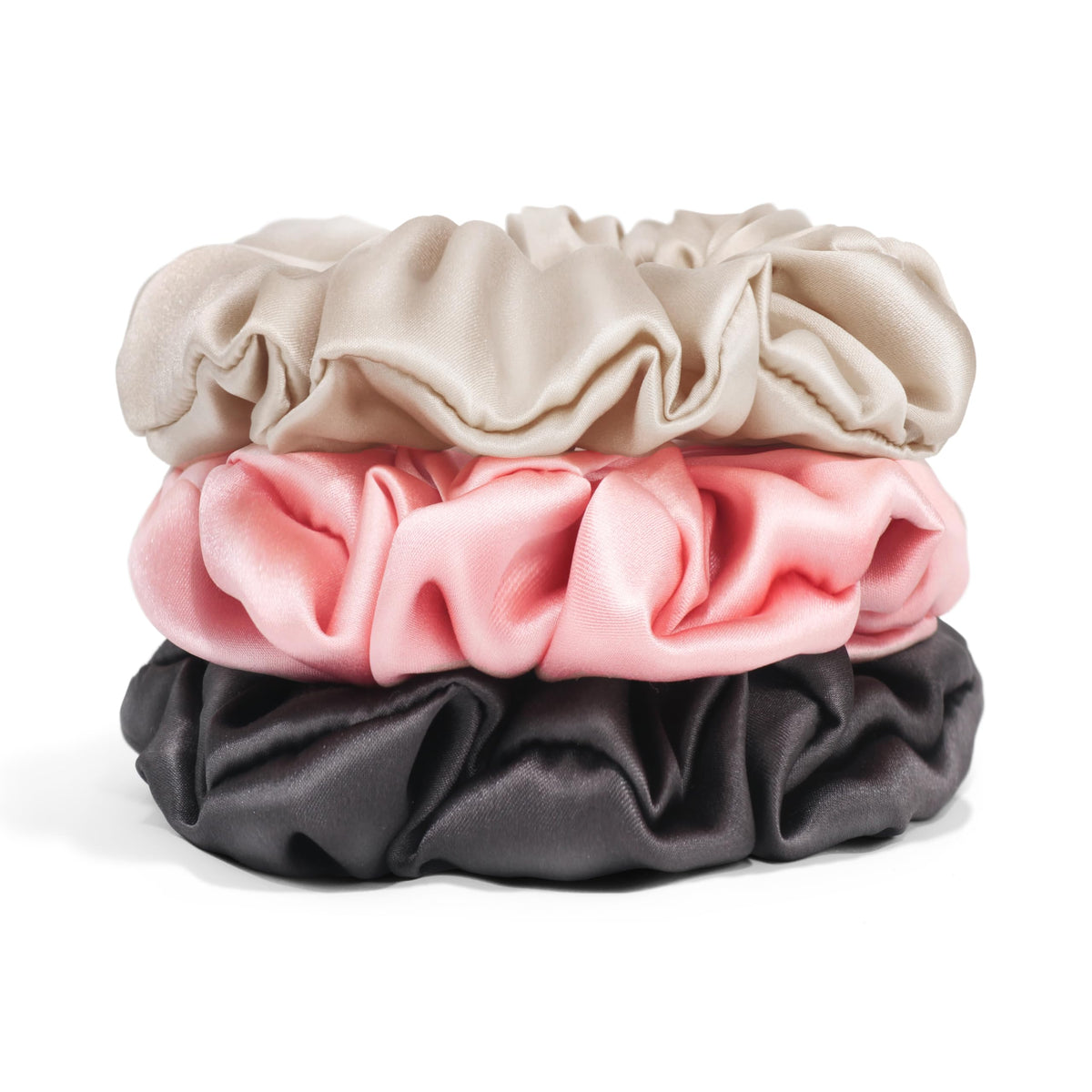 Michooyel 100% Mulberry Silk Scrunchies Hair Ties Elastic Band Scrunchy For Women Girls Curly Hair, No Damage, Ponytail Holder, 3 Pack, 4 cm