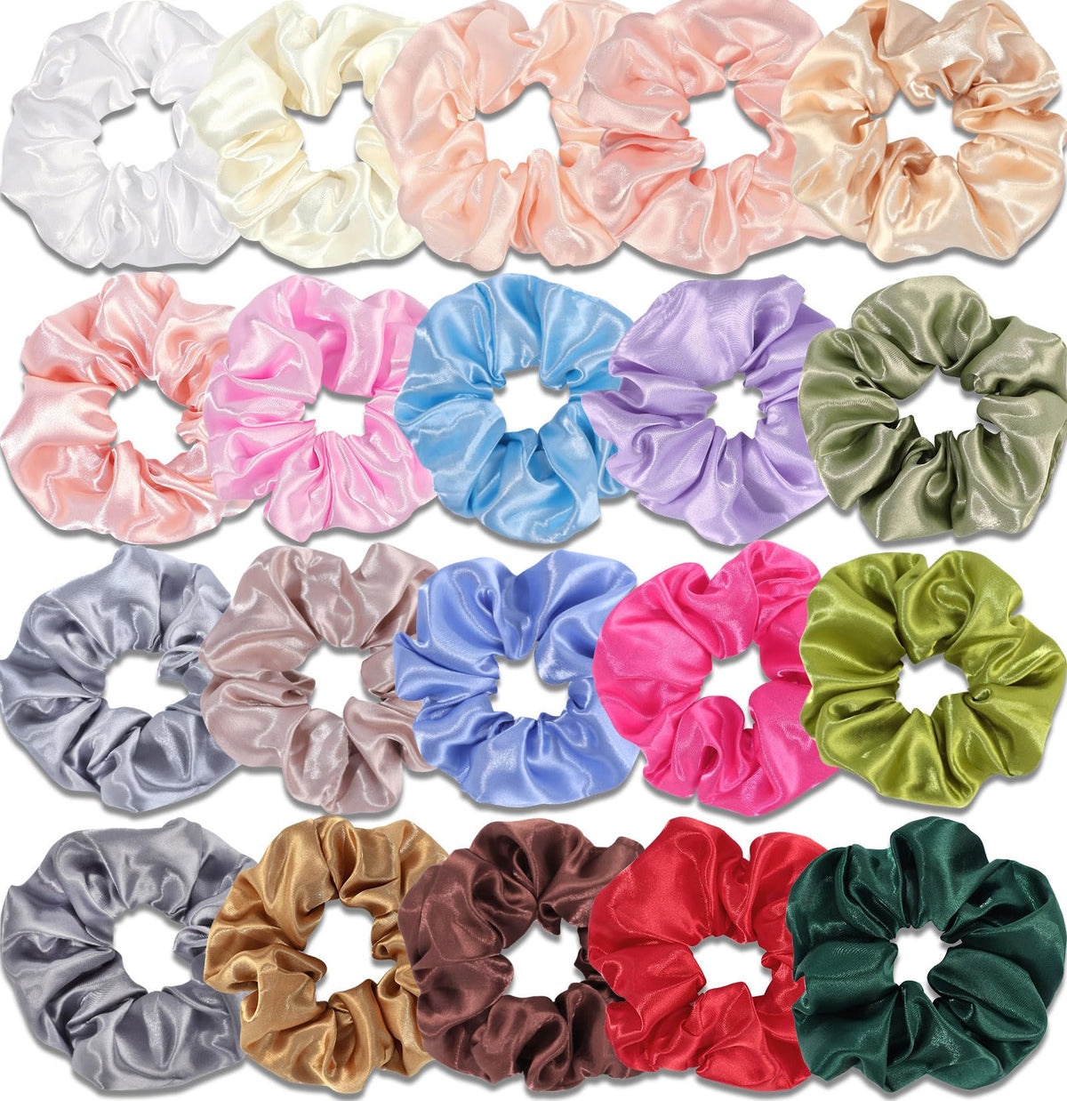 Satin Scrunchies for Women,Silk Hair Ties Fashion Soft Ties and Bands,Elastic Ponytail Holders No Damage Hair Accessories Thick Hair Styling - 20 Pcs Dark Color