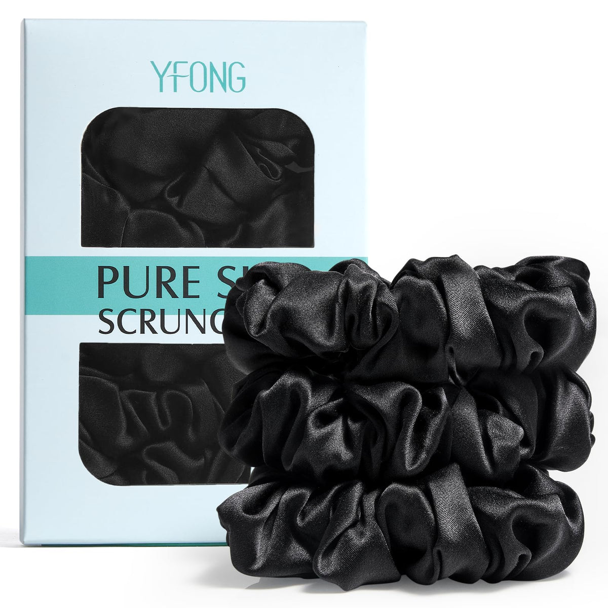 YFONG 3 PCS 100% Mulberry Silk Scrunchies for Women Girls, Soft No Damage