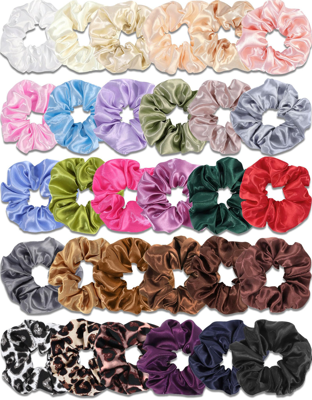 Satin Scrunchies for Women,Silk Hair Ties Fashion Soft Ties and Bands,Elastic Ponytail Holders No Damage Hair Accessories Thick Hair Styling - 20 Pcs Dark Color