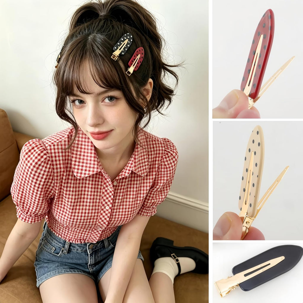Polka Dot Hair Clips Classic Retro Alligator Accessories for Women Black White Red No Bend Creaseless Hair Styling Makeup Face Washing Workout Bangs