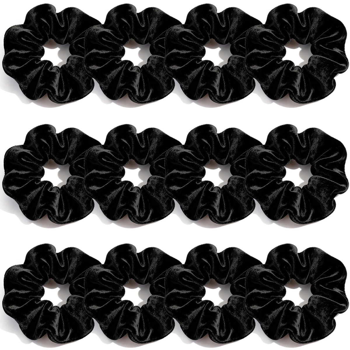 Scrunchies for Women, 12 Pcs Neutral Brown Tones Velvet Scrunchies - Classic Thick Elastic Hair Ties for a Soft Ponytail