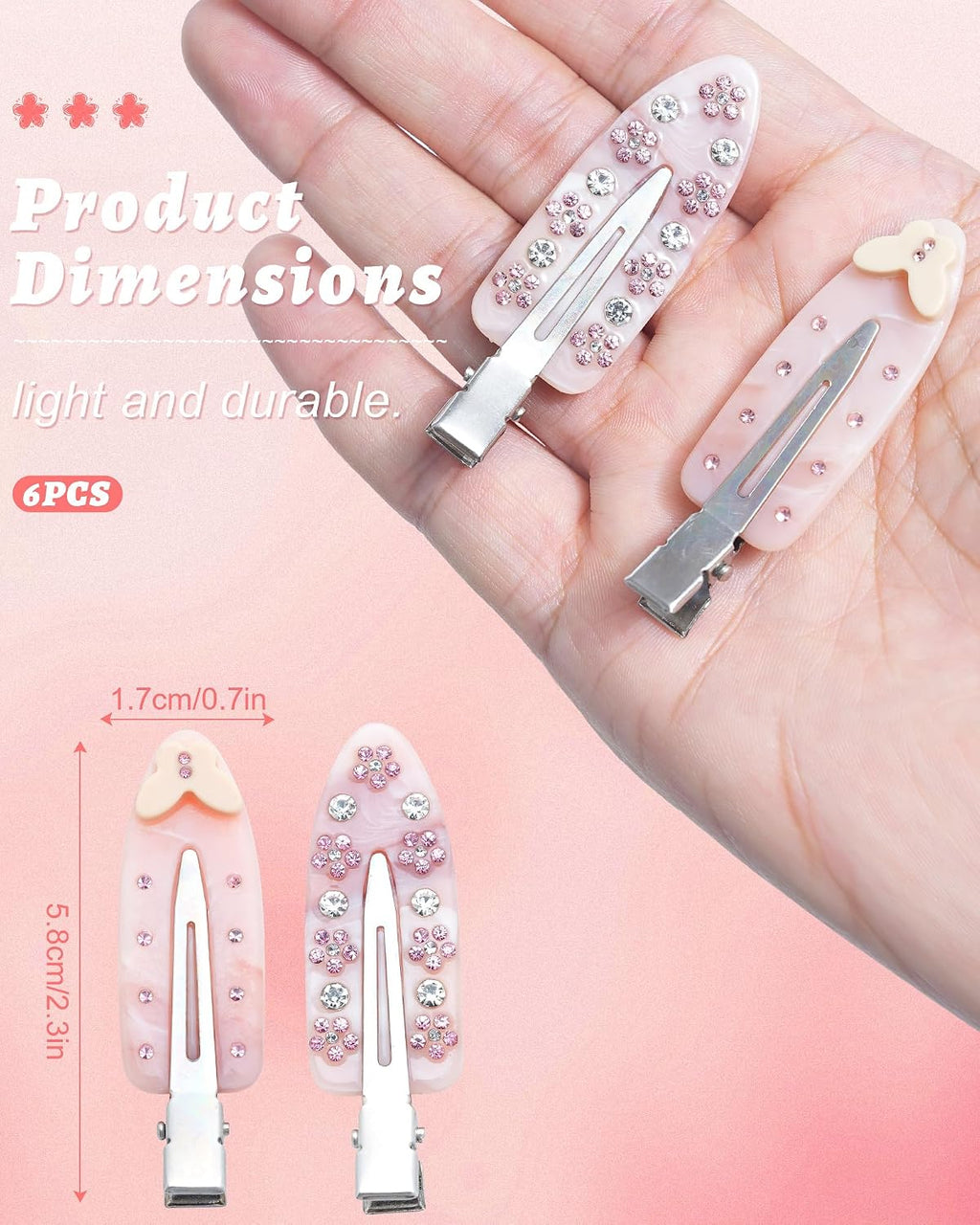 4 Pcs No Crease Hair Clips for Makeup Creaseless Hair Clips for Bangs