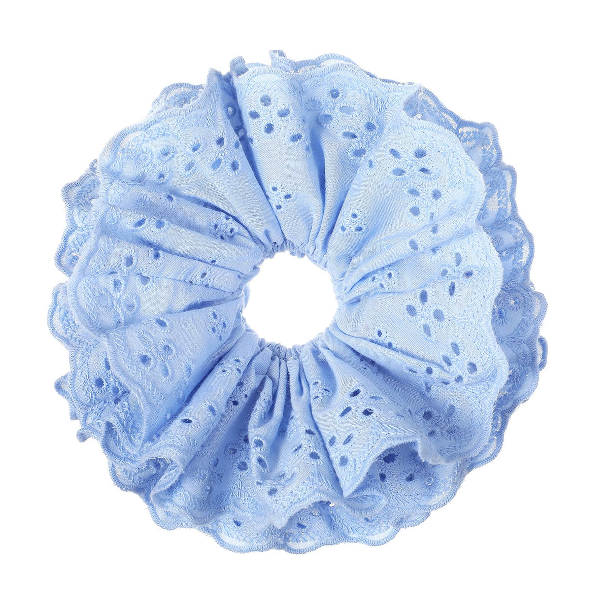 Dimeho White Scrunchies for Women Large Lace Scrunchies Elastic Hair Ties No Damage Double Layer Hair Bands (white)