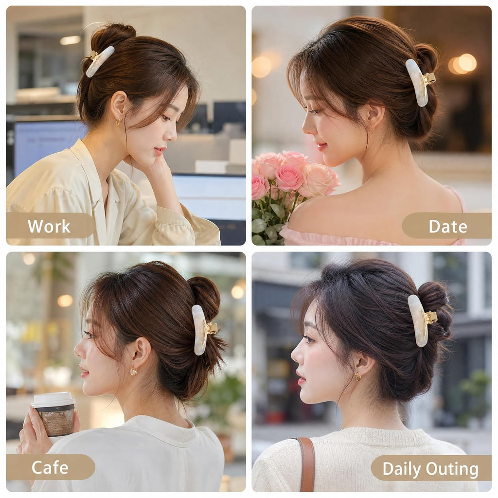2PCS No Crease Hair Pins Flat Hair Makeup Clips Cute No Bend Accessories Small Duck Barrettes for Women Teen Girls Thin Fine Curly Styling Sectioning (White)