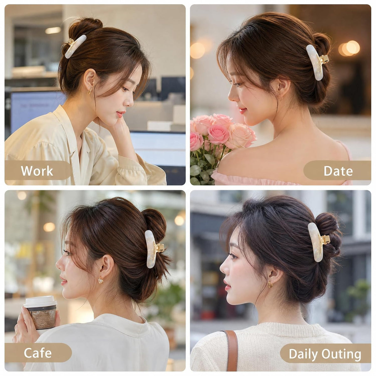2PCS No Crease Hair Pins Flat Hair Makeup Clips Cute No Bend Accessories Small Duck Barrettes for Women Teen Girls Thin Fine Curly Styling Sectioning (White)