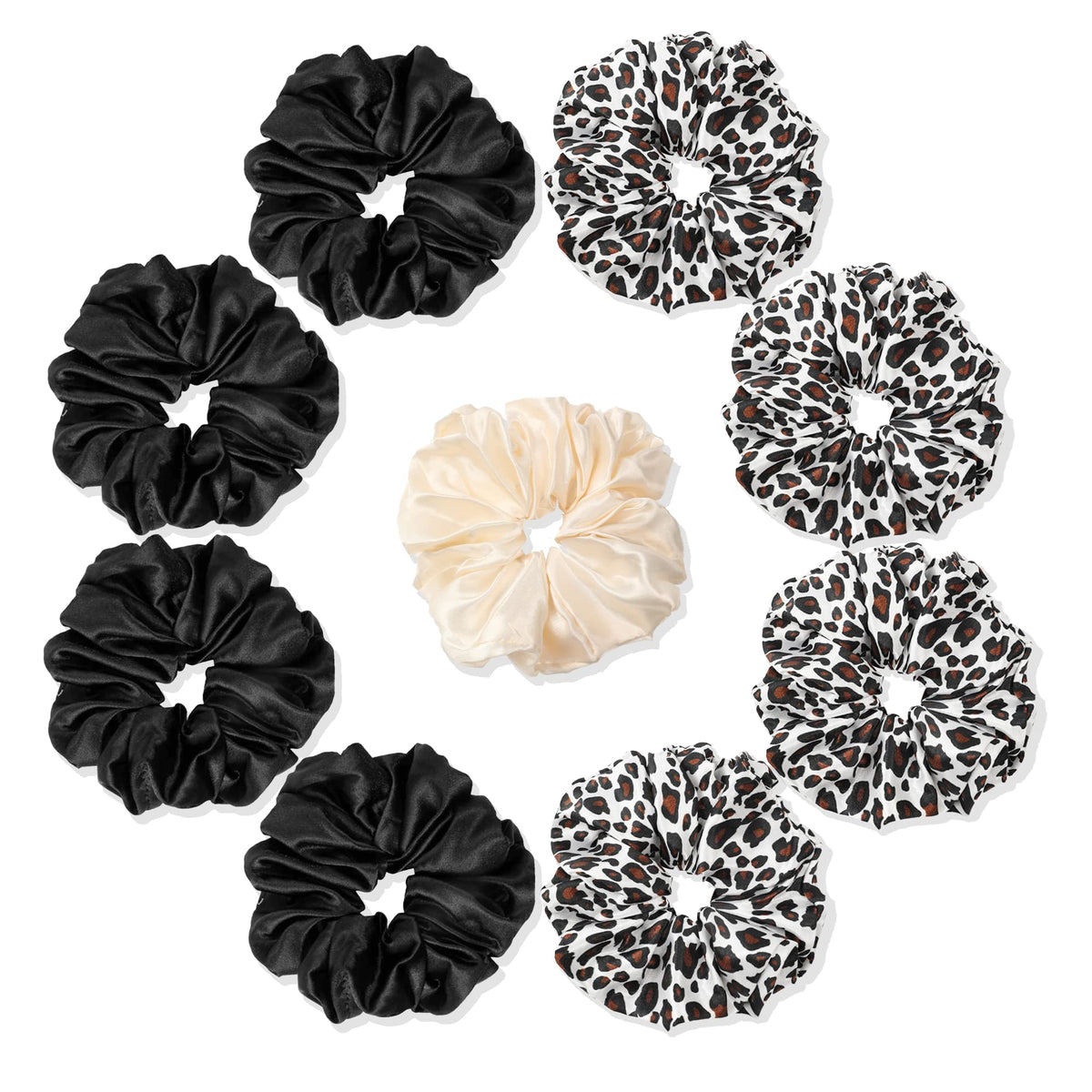 Satin Hair Scrunchies: Cute, Big Pony Tail Holders for Thick, Curly Hair - No Crease, No Damage Hair Ties for Girls and Women