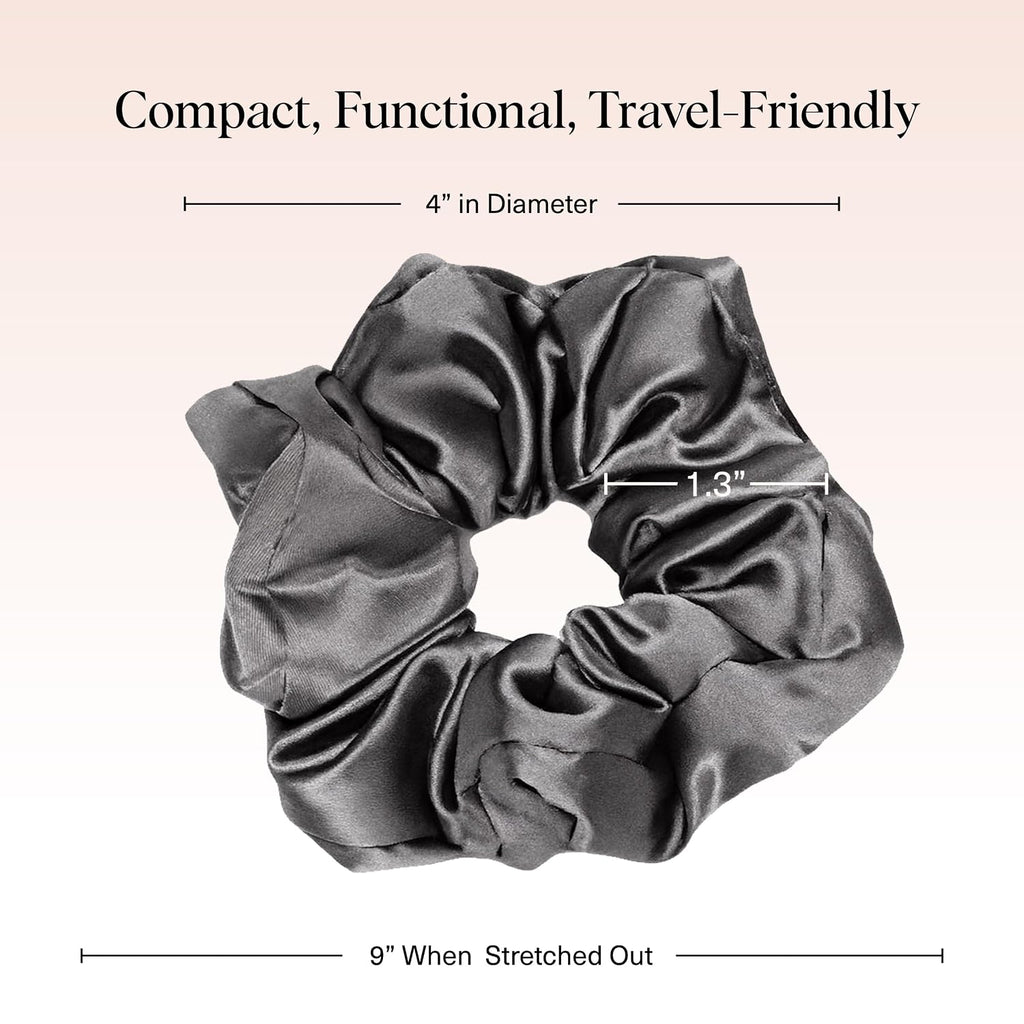 Kitsch Pillow Satin Scrunchies for Women -Blush/Charcoal, 2pcs