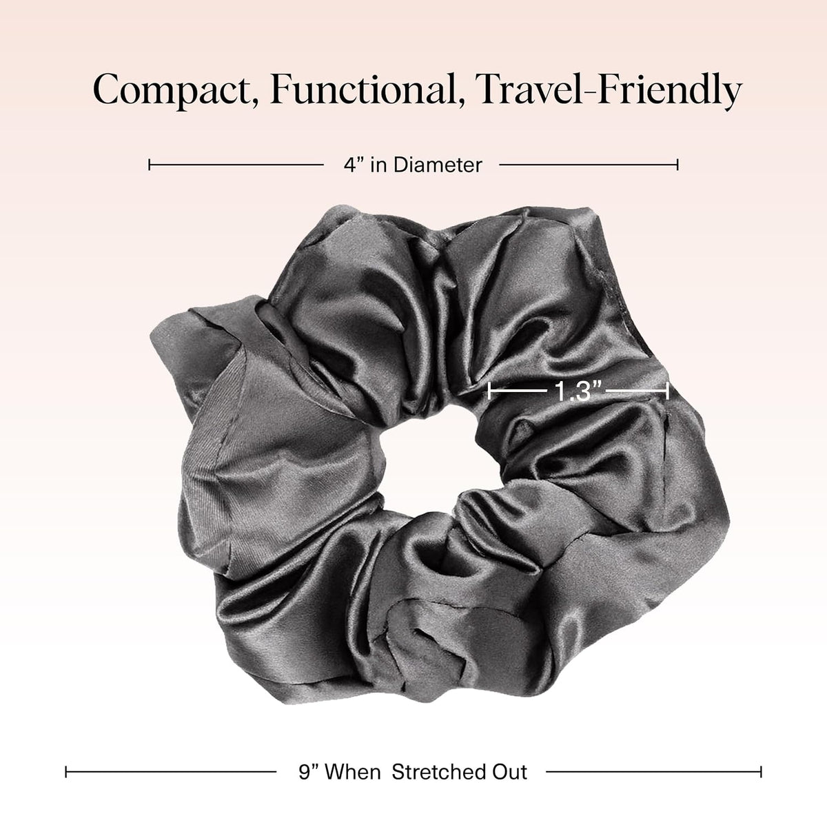 Kitsch Pillow Satin Scrunchies for Women -Blush/Charcoal, 2pcs