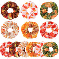 Konsait 12 PCS Fall Hair Scrunchies for Women Girls Autumn Hair Accessories Maple Leaf Pumpkin Elastic Scrunchies Fall Thanksgiving Party Favors Supplies