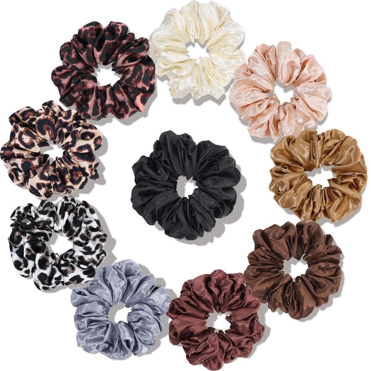 Satin Scrunchies for Women,Silk Hair Ties Fashion Soft Ties and Bands,Elastic Ponytail Holders No Damage Hair Accessories Thick Hair Styling - 20 Pcs Dark Color