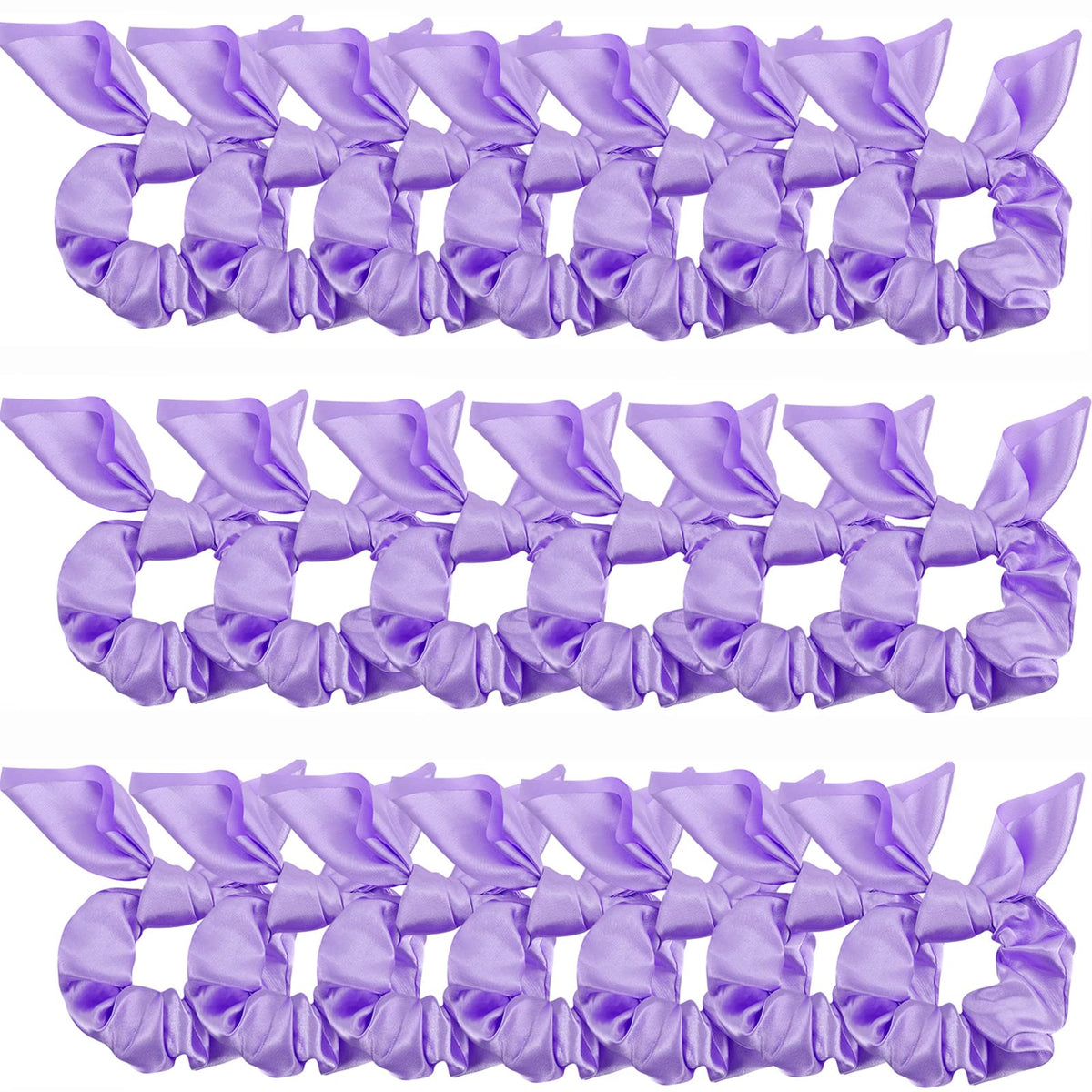 20 Pack Satin Scrunchies for Thick Hair, Hair Ties with Bow for Women's Hair, Bunny Ear Scrunchies, Hair Accessories for Girls, Silk Scrunchies in 20 Solid Warm Colors