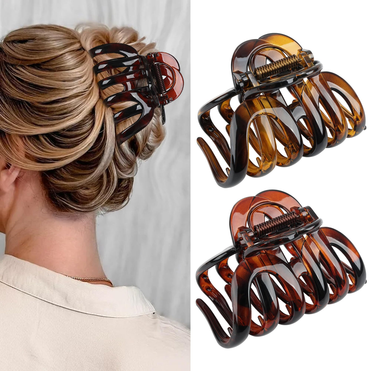 Big Hair Claw Clips - Butterfly Hair Accessories for Women and Girls with Long, Thick Hair - Large 5.1 Jelly Clips, 4 Pcs, Mother's Day Gifts