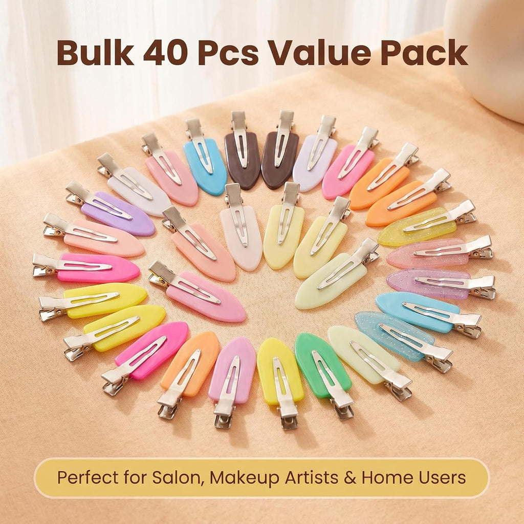 Creaseless Hair Clips for Makeup 40pcs No Crease Hair Clips No Bend Hairclip Styling Pins Non Dent Bang Tool for Makeup Hairpin for Women & Girls (Mutilcolor)