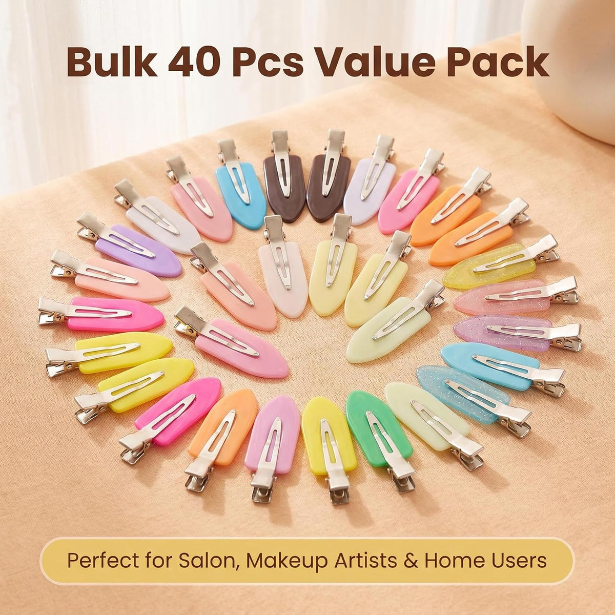 Creaseless Hair Clips for Makeup 40pcs No Crease Hair Clips No Bend Hairclip Styling Pins Non Dent Bang Tool for Makeup Hairpin for Women & Girls (Mutilcolor)