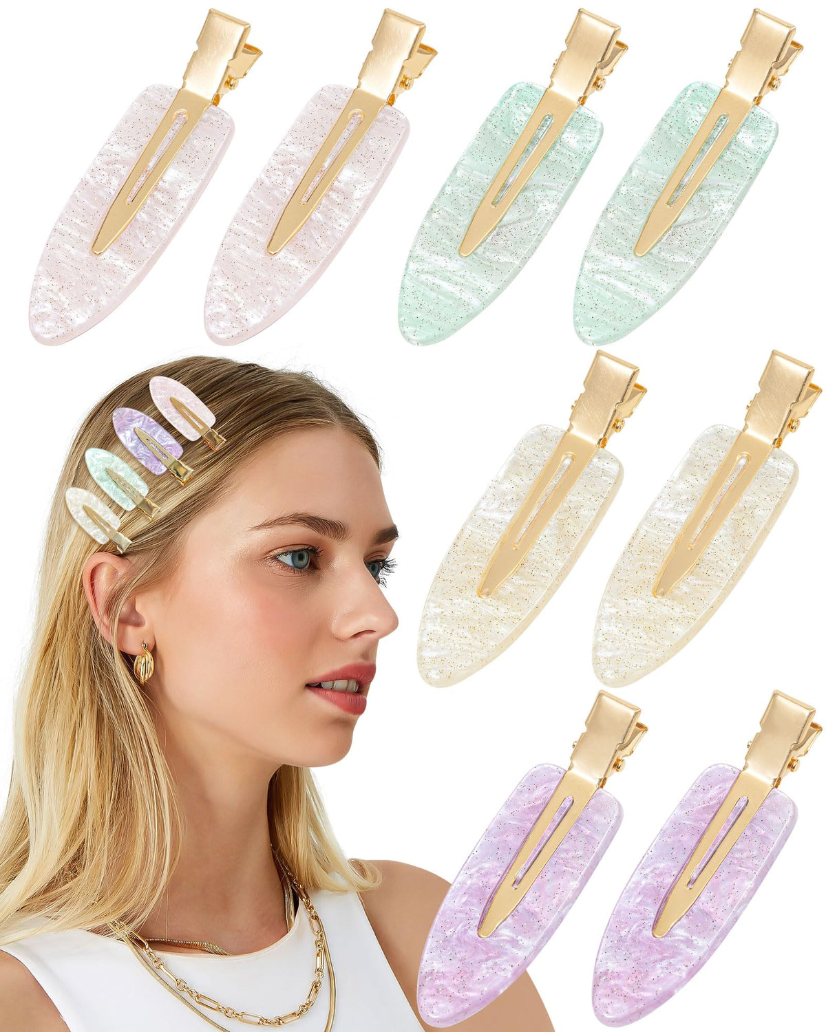 Mesovor 8 PCS No Bend Creaseless Hair Clips for Women, No- Crease Non Slip