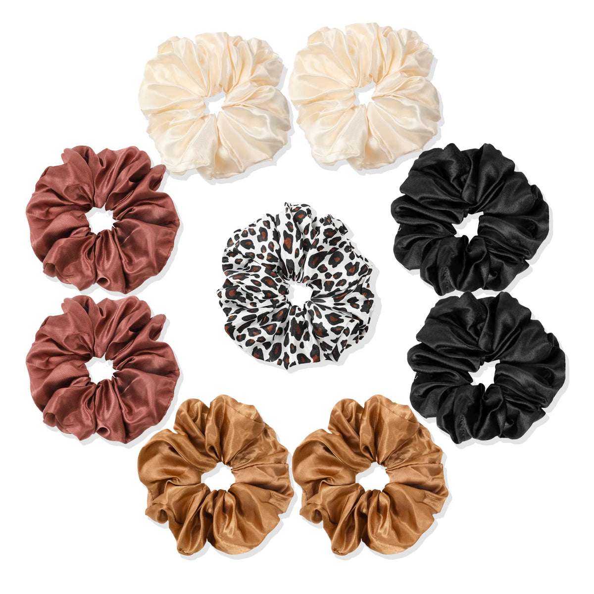 Satin Hair Scrunchies: Cute, Big Pony Tail Holders for Thick, Curly Hair - No Crease, No Damage Hair Ties for Girls and Women