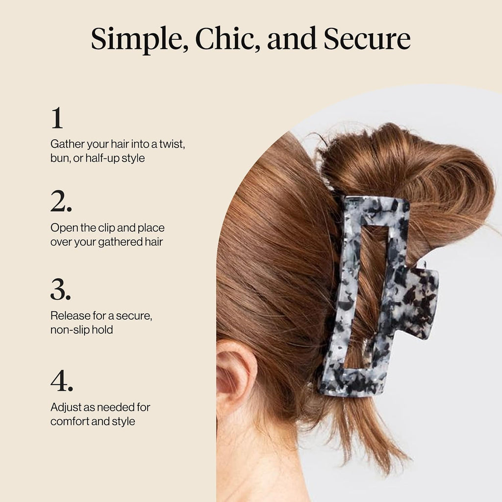 Kitsch Jumbo Open Shaped Hair Clip for Women - Black, 1pc