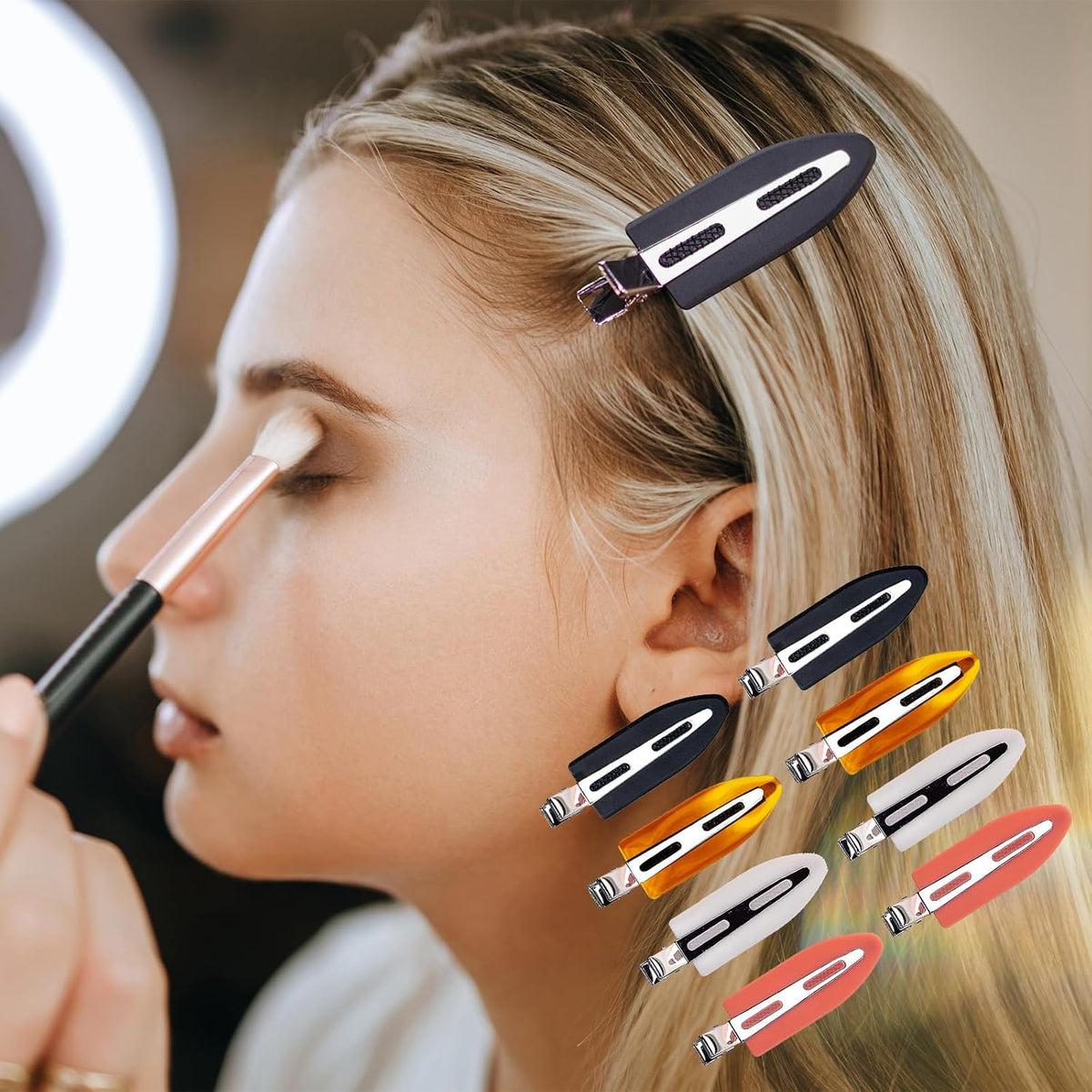No Crease No Bend Hair Clips – 8PCS Large Flat Hair Styling Clips for Women – Creaseless Alligator Clips for Makeup Application, Sectioning, Blow Drying – Suitable for All Hair Types