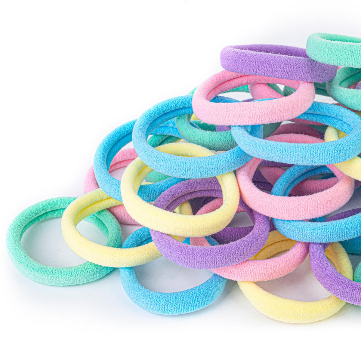 50PCS Black Hair Ties for Women, Cotton Seamless Hair Bands, Elastic Ponytail Holders, No Damage for Thick Hair, 2 Inch in Diameter, by Qarwayoc