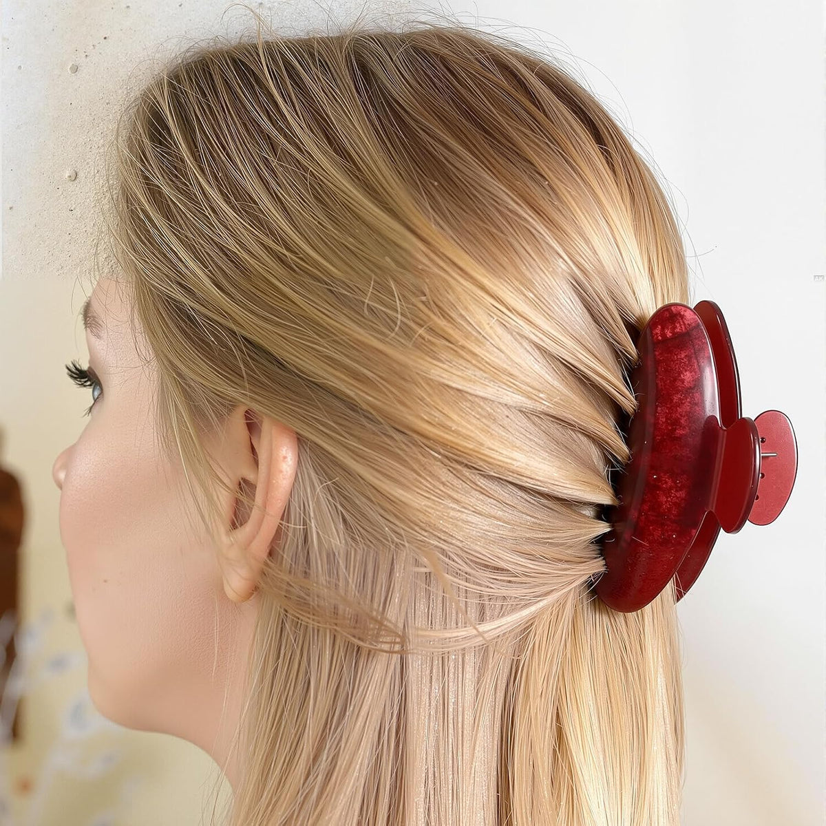 8 Pcs Large Acrylic Hair Claw Clips,Ink Painting,Dusk Color