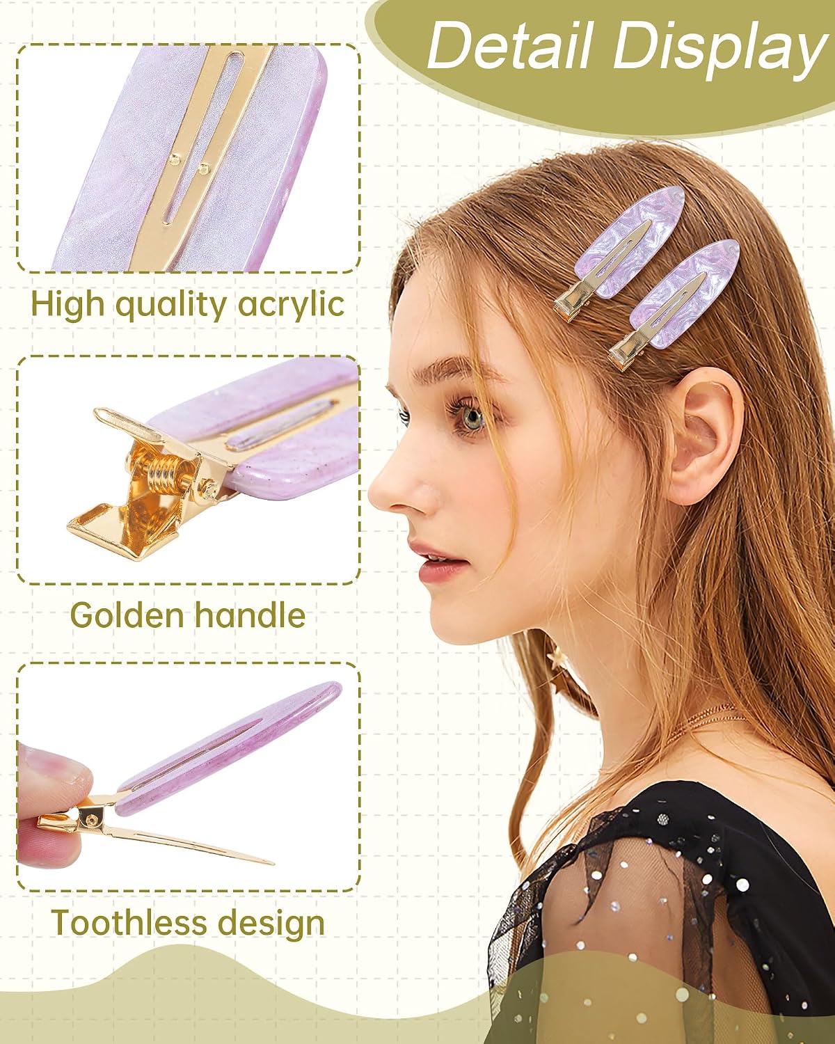 Mesovor 8 PCS No Bend Creaseless Hair Clips for Women, No- Crease Non Slip