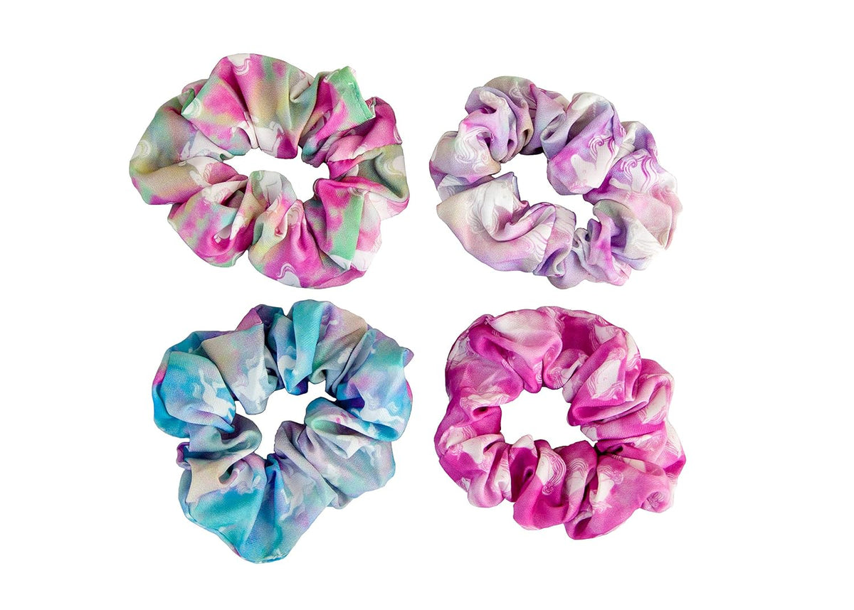 Unicorn Cotton Elastic Hair Bands and Scrunchies for Women or Girls - Hair Accessories (4 Pack)