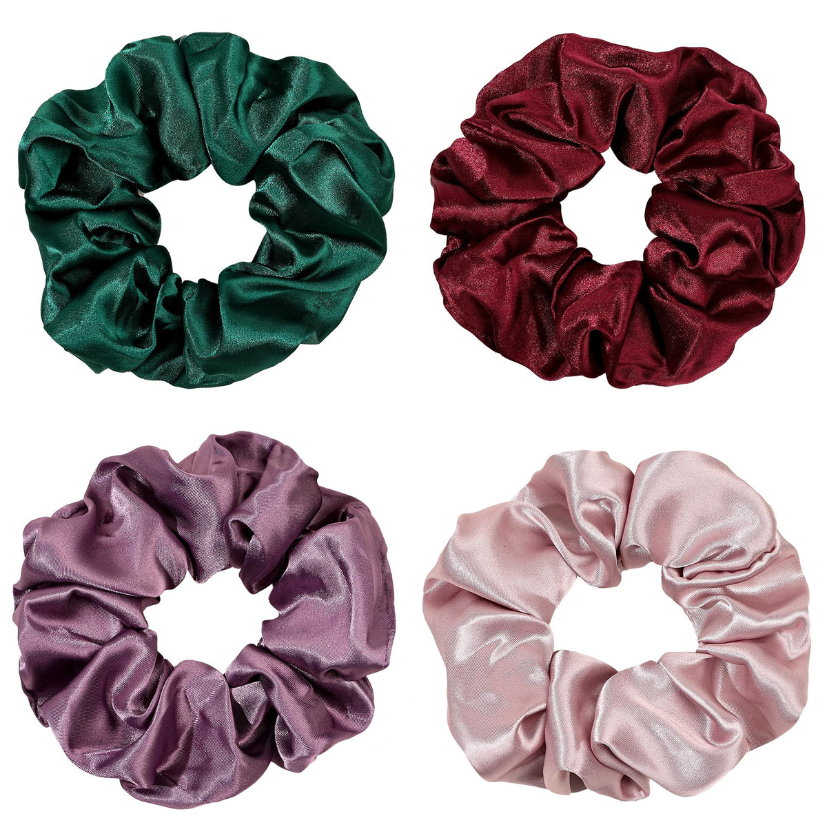 Ivyu Scrunchie, Big Cotton Scrunchies for Women's and Girls, Brown Service, 4 Count, for All Hair Types, No Crease or Damage