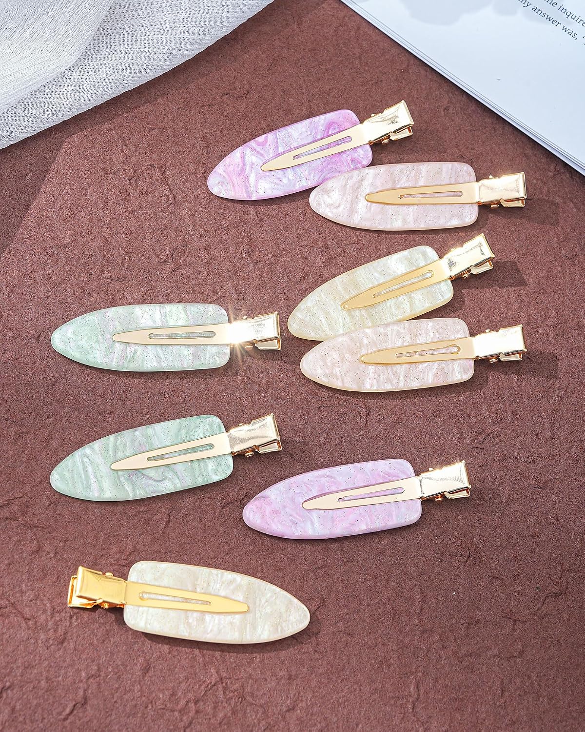 Mesovor 8 PCS No Bend Creaseless Hair Clips for Women, No- Crease Non Slip