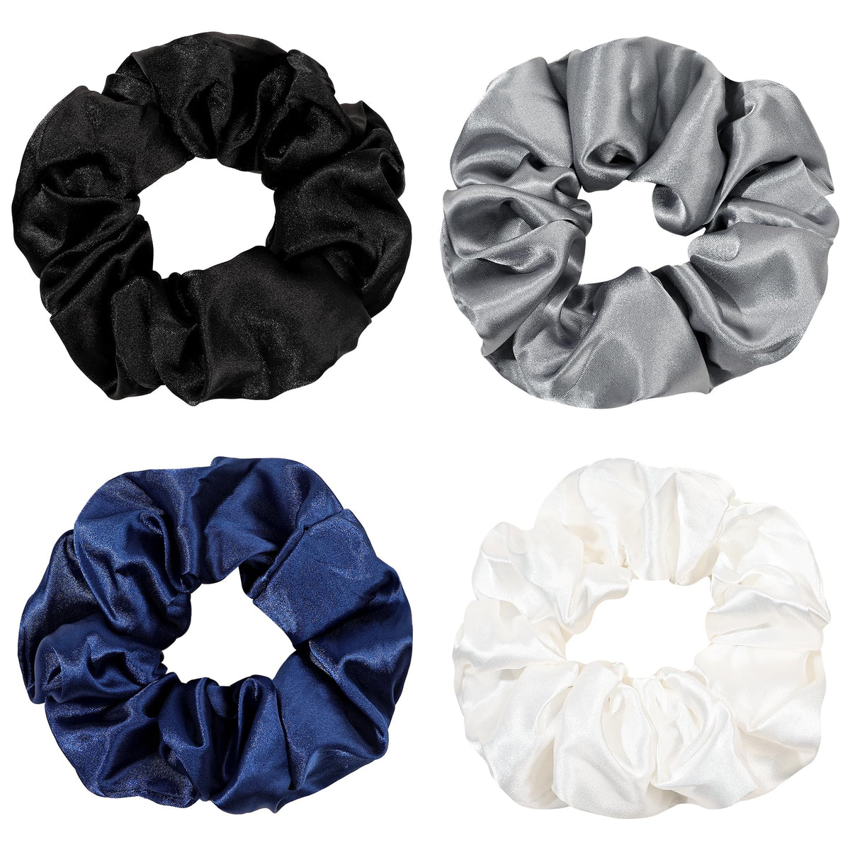 Ivyu Scrunchie, Big Cotton Scrunchies for Women's and Girls, Brown Service, 4 Count, for All Hair Types, No Crease or Damage