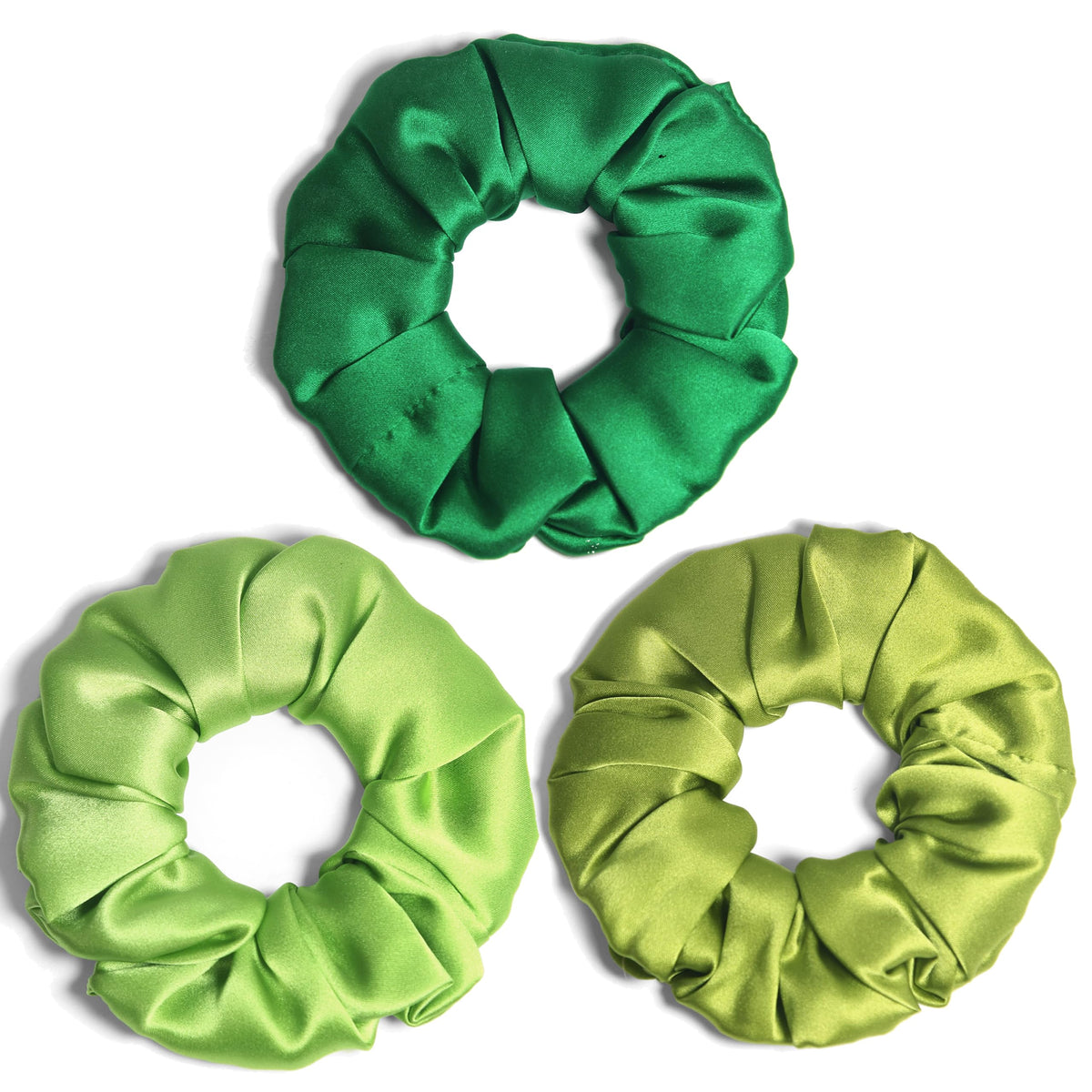 Michooyel 100% Mulberry Silk Scrunchies Hair Ties Elastic Band Scrunchy For Women Girls Curly Hair, No Damage, Ponytail Holder, 3 Pack, 4 cm