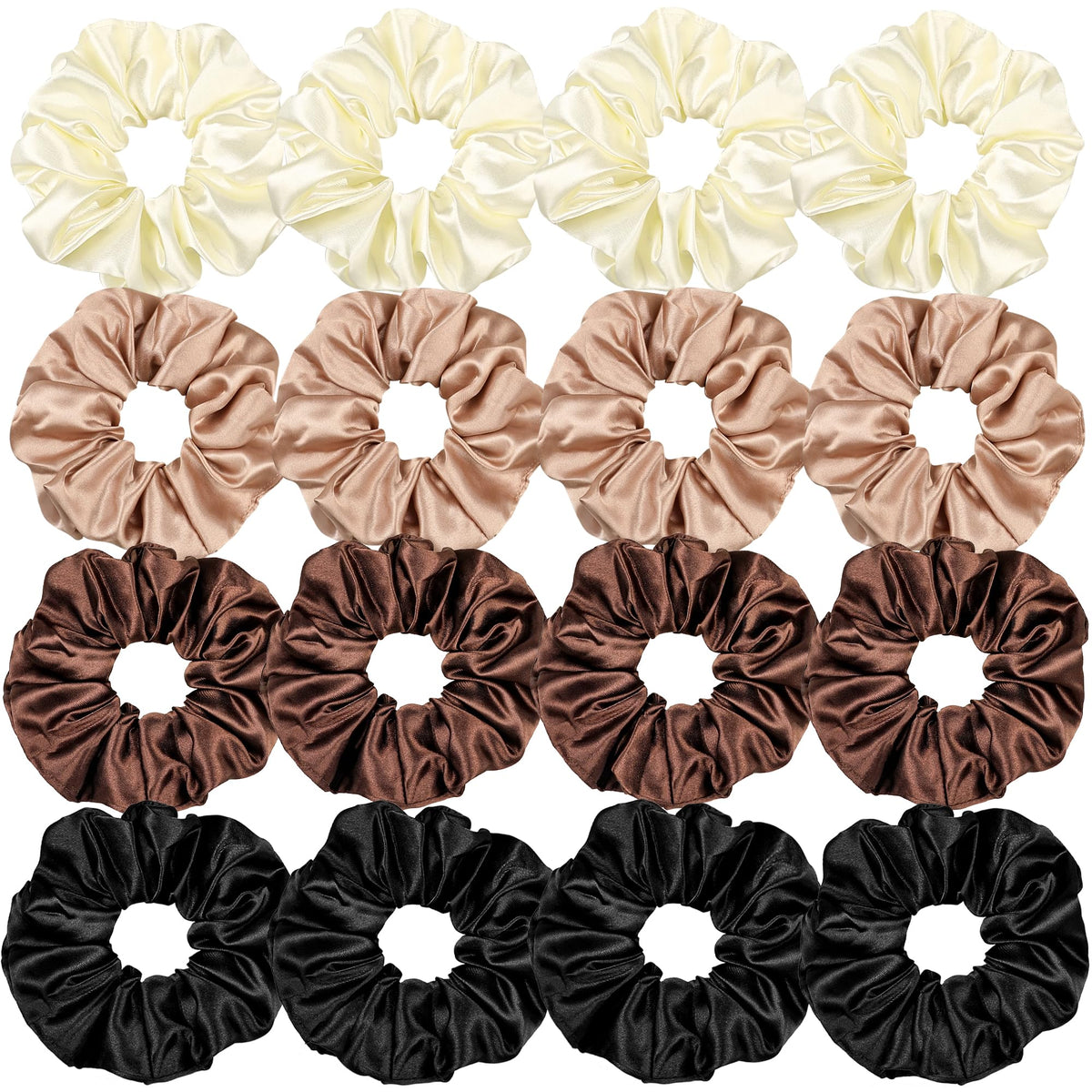 Satin Hair Scrunchies: Cute, Big Pony Tail Holders for Thick, Curly Hair - No Crease, No Damage Hair Ties for Girls and Women